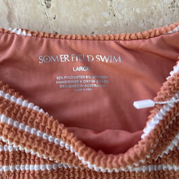 Somerfield Swim Peach/Orange and White Crinkle Bikini - Picture 3 of 8